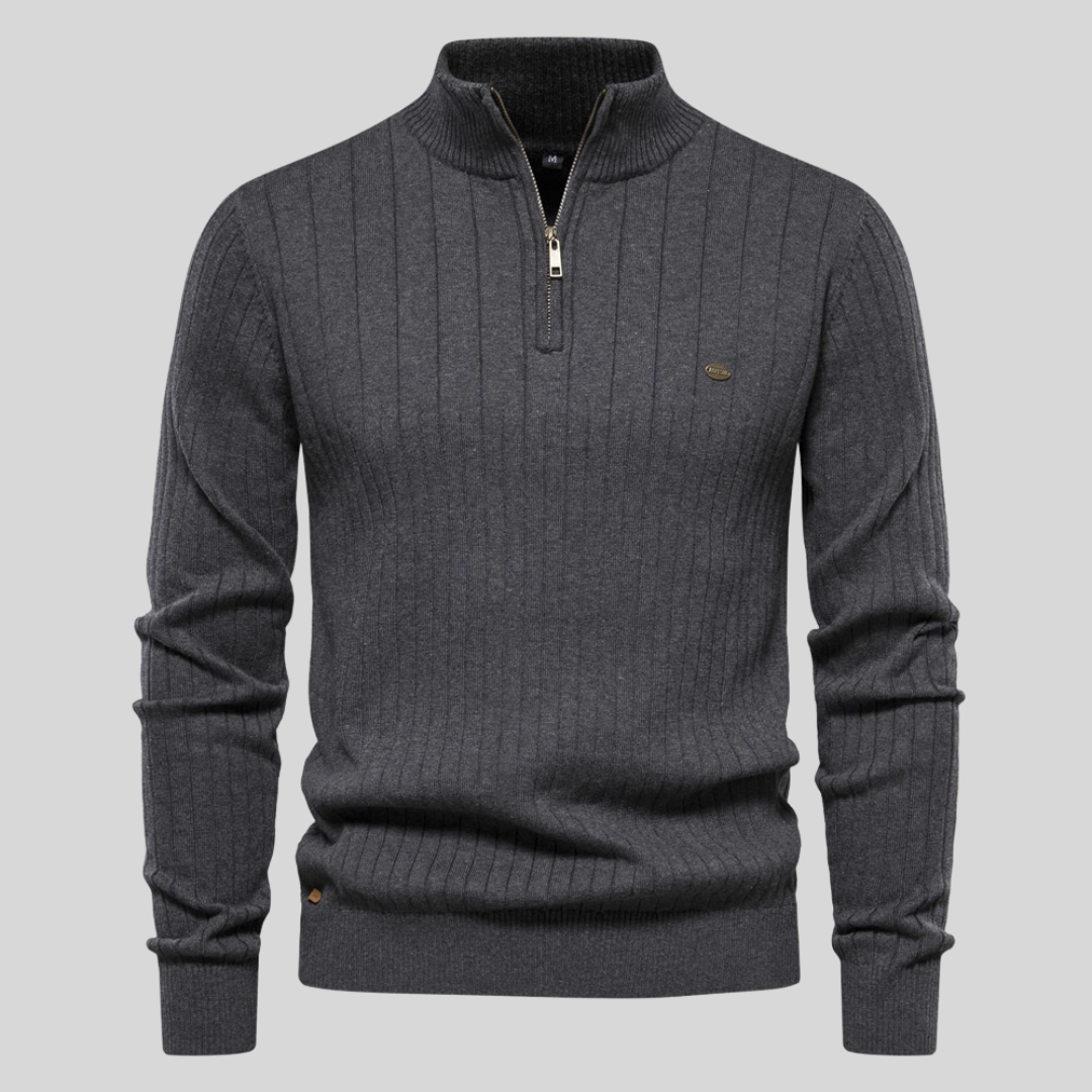 Kurt™ - Strikket sweater med lynlås