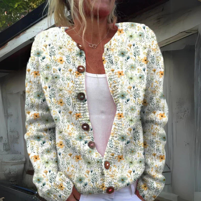 Liva ™ | Stilfuld cardigan med blomsterprint